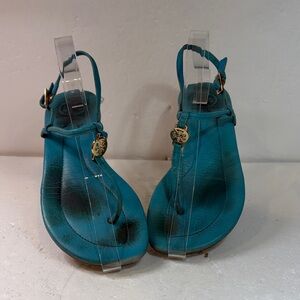 Tory Burch Thong Sandals Blue Leather Women's size 7